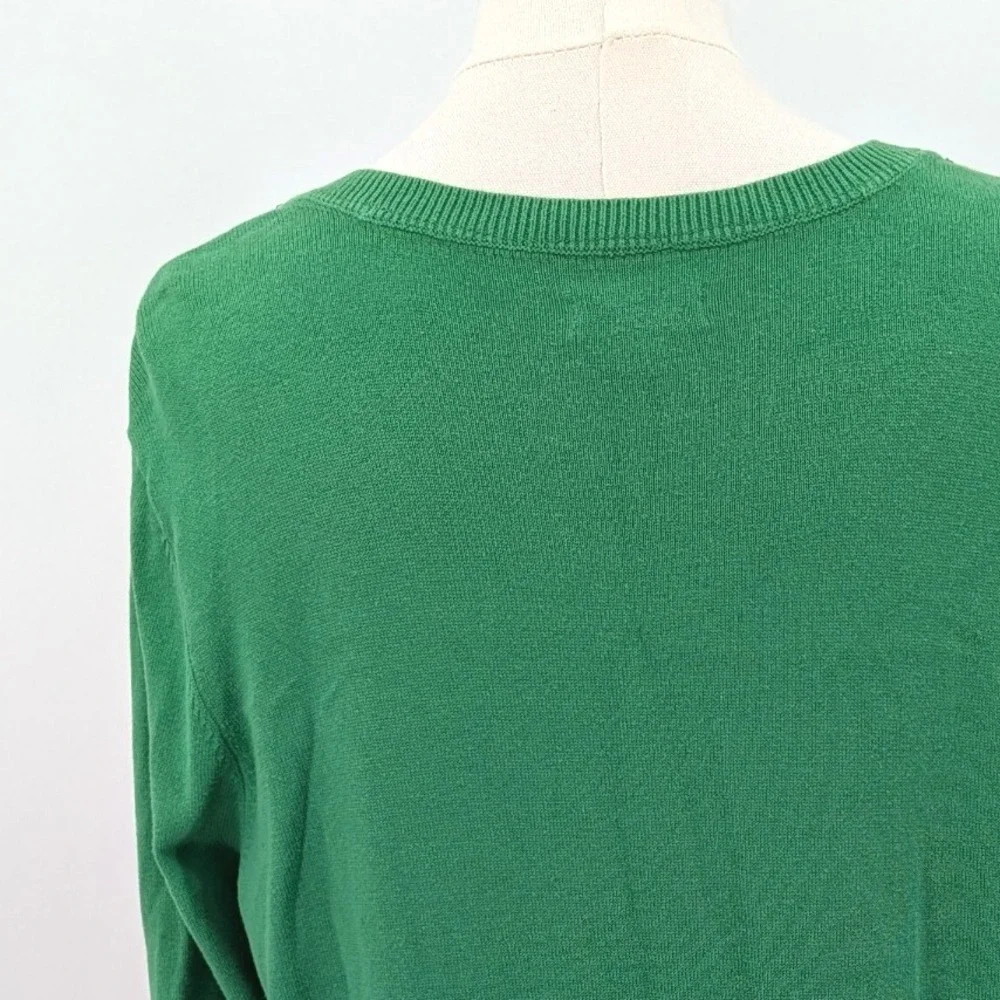 Izod Argyle‎ V-Neck Sweater Women's L Green Yellow Gray Preppy Retro Golfcore - Picture 8 of 9